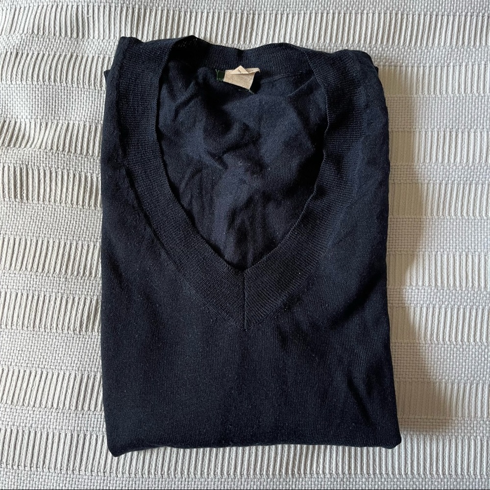 JCrew Navy Blue Merino Wool V-Neck Sweater